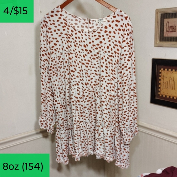 Umgee White and Brown Spotted Tunic - Picture 1 of 12